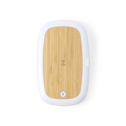 Stérilisateur UV Éco-responsable et Chargeur sans Fil Personnalisé - Strey Matières : bambou Couleurs : blanc