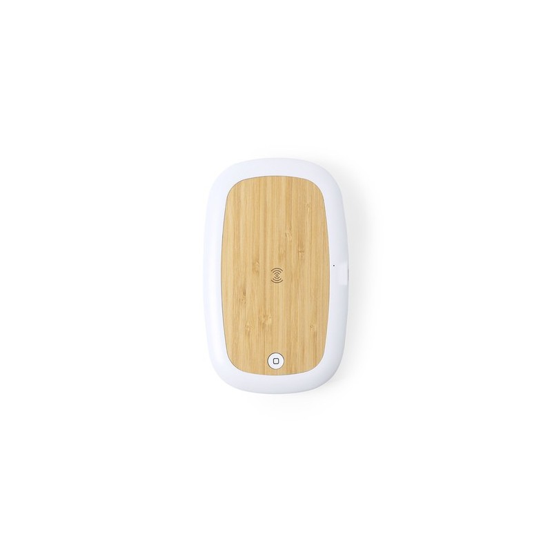 Stérilisateur UV Éco-responsable et Chargeur sans Fil Personnalisé - Strey Matières : bambou Couleurs : blanc