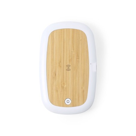 Stérilisateur UV Éco-responsable et Chargeur sans Fil Personnalisé - Strey Matières : bambou Couleurs : blanc
