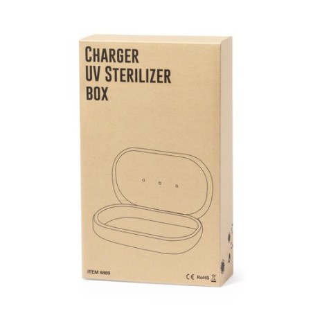 Stérilisateur UV Éco-responsable et Chargeur sans Fil Personnalisé - Strey Matières : bambou Couleurs : blanc livraison express 