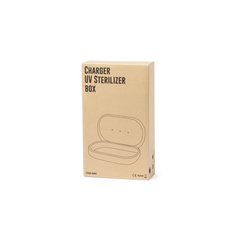 Stérilisateur UV Éco-responsable et Chargeur sans Fil Personnalisé - Strey Matières : bambou Couleurs : blanc objet promotionnel