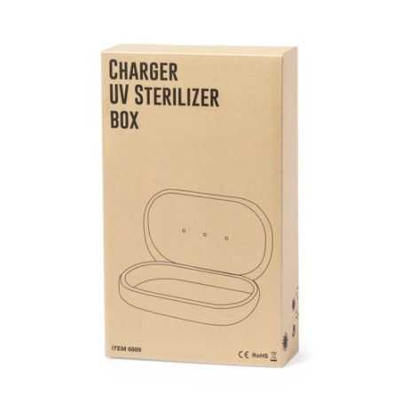 Stérilisateur UV Éco-responsable et Chargeur sans Fil Personnalisé - Strey Matières : bambou Couleurs : blanc objet promotionnel