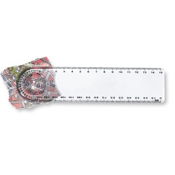 Règle transparente avec loupe personnalisée - LASTA Matières : polystyrène (PS) Couleurs : transparent