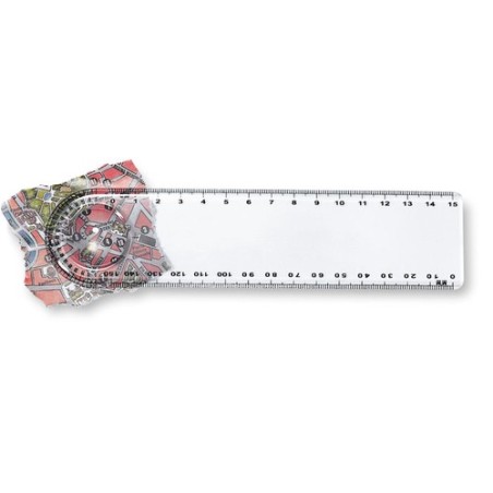 Règle transparente avec loupe personnalisée - LASTA Matières : polystyrène (PS) Couleurs : transparent