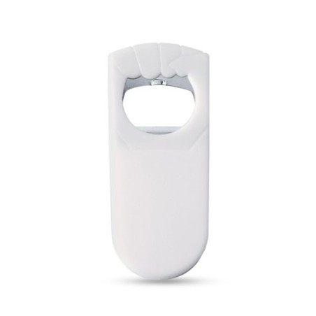 Décapsuleur et reboucheur personnalisé en acier inoxydable - BLABBY Matières : polystyrène (PS) Couleurs : blanc personnalisable
