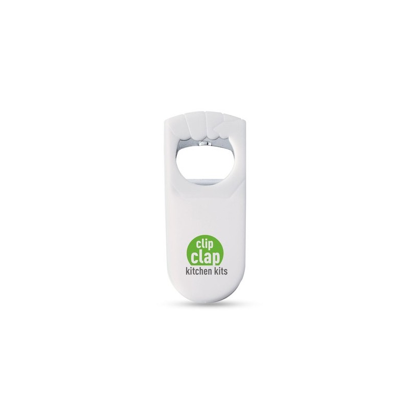 Décapsuleur et reboucheur personnalisé en acier inoxydable - BLABBY Matières : polystyrène (PS) Couleurs : blanc livraison expre