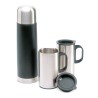Bouteille thermos  avec 2 tasses - ISOSET Matières : acier inoxydable Couleurs : noir