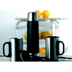 Bouteille thermos  avec 2 tasses - ISOSET Matières : acier inoxydable Couleurs : noir 2
