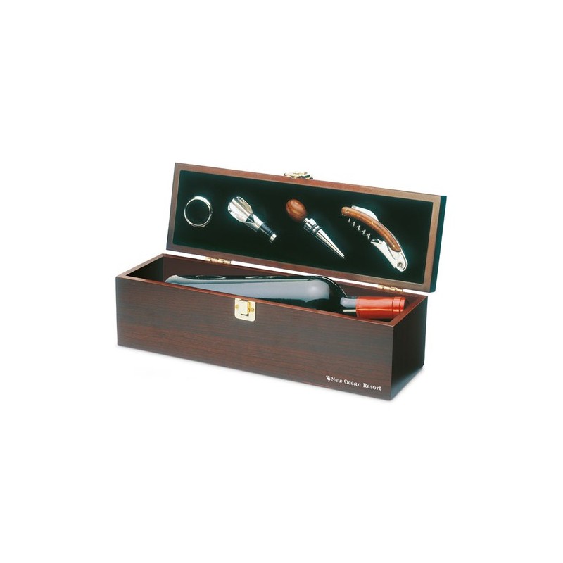 Coffret à vin en bois élégant personnalisé pas cher - COSTIERES Matières : MDF Couleurs : bois personnalisable avec votre logo
