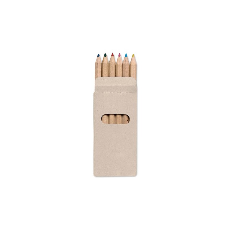 Crayons de couleur publicitaires personnalisés - 6 pièces - ABIGAIL Matières : bois Couleurs : multicolore