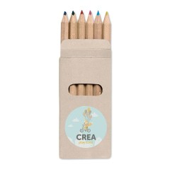 Crayons de couleur publicitaires personnalisés - 6 pièces - ABIGAIL Matières : bois Couleurs : multicolore impression haute défi