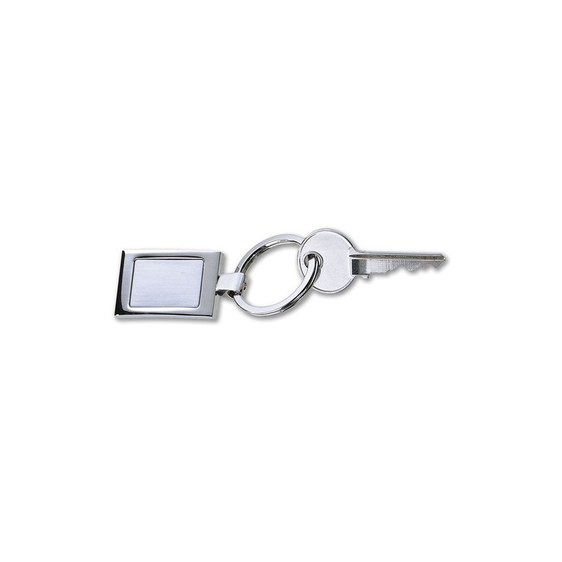 Porte-clés rectangulaire en métal personnalisé - HARROBS Matières : métal Couleurs : argenté brillant personnalisable avec votre