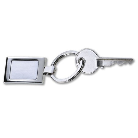 Porte-clés rectangulaire en métal personnalisé - HARROBS Matières : métal Couleurs : argenté brillant personnalisable avec votre