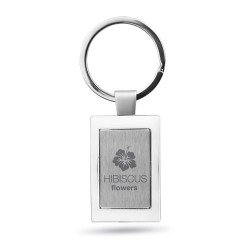 Porte-clés rectangulaire en métal personnalisé - HARROBS Matières : métal Couleurs : argenté brillant cadeau entreprise pas cher