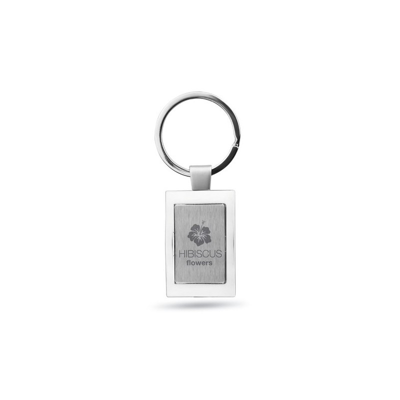 Porte-clés rectangulaire en métal personnalisé - HARROBS Matières : métal Couleurs : argenté brillant cadeau entreprise pas cher