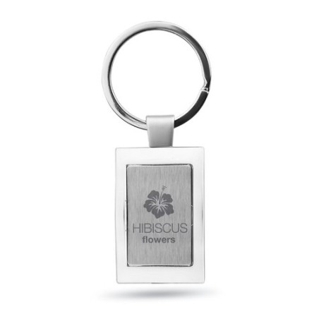 Porte-clés rectangulaire en métal personnalisé - HARROBS Matières : métal Couleurs : argenté brillant cadeau entreprise pas cher