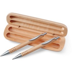 Ensemble personnalisé de stylos et porte-mines - DEMOIN Matières : métal Couleurs : bois