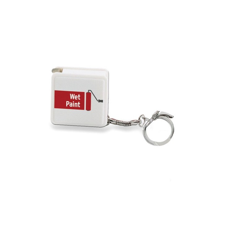 Porte-clefs mètre ruban pratique et design personnalisé de 1 m - WATFORD Matières : ABS Couleurs : blanc personnalisable avec vo