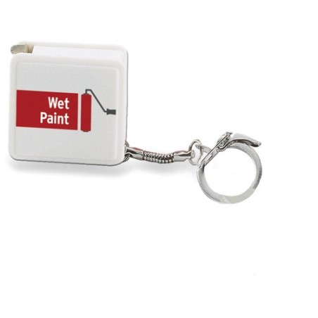 Porte-clefs mètre ruban pratique et design personnalisé de 1 m - WATFORD Matières : ABS Couleurs : blanc personnalisable avec vo