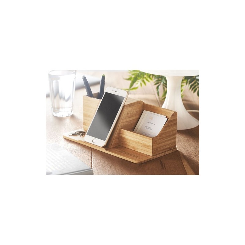 Chargeur sans fil de bureau personnalisé pas cher GROOVY Matières : bambou Couleurs : bois impression haute définition
