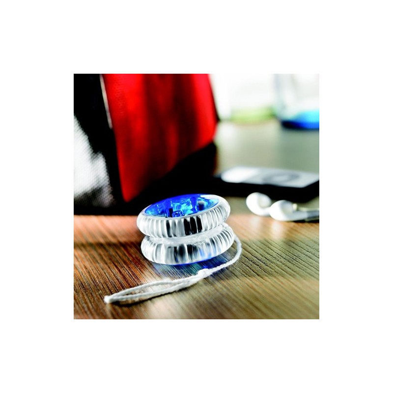 Yo-yo clignotant rouge lumineux personnalisé - FLASHYO Matières : polystyrène (PS) Couleurs : bleu goodies publicitaire événemen