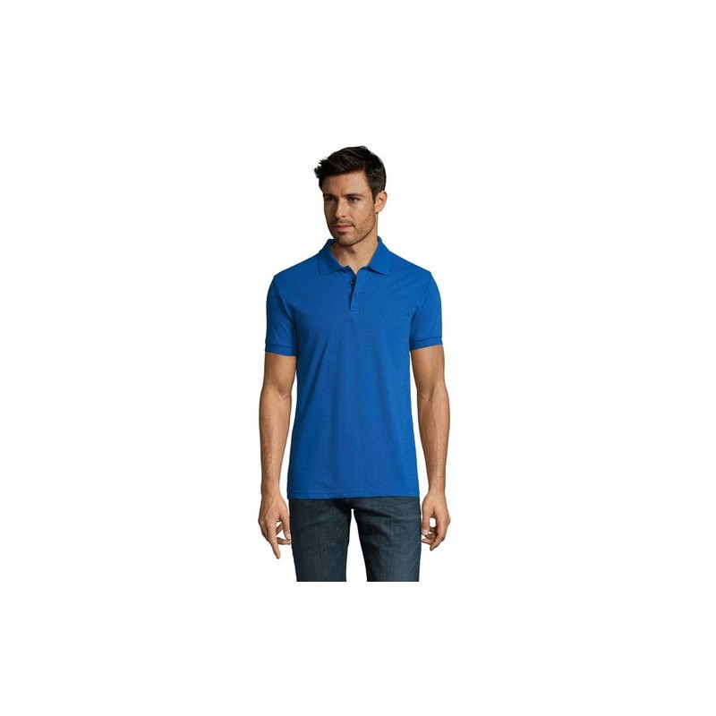Polo personnalisé homme en polycoton 200g - PRIME MEN Matières : PET Taille textile : 4XL Couleurs : bleu royal impression logo 