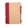 Bloc-notes recyclé avec stylo  SONORA PLUS Matières : papier recyclé Couleurs : rouge impression haute définition