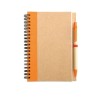 Bloc-notes recyclé avec stylo  SONORA PLUS Matières : papier recyclé Couleurs : orange goodies publicitaire événementiel