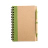 Bloc-notes recyclé avec stylo  SONORA PLUS Matières : papier recyclé Couleurs : vert citron personnalisable avec votre logo