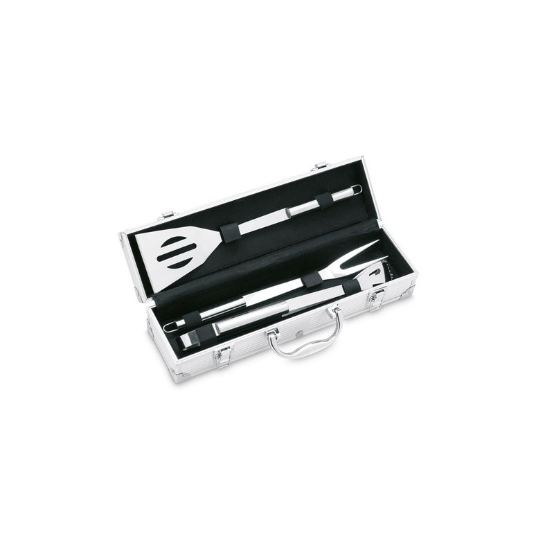 Coffret barbecue personnalisé 3 pièces idéal cadeau ASADOR Matières : acier inoxydable Couleurs : argenté