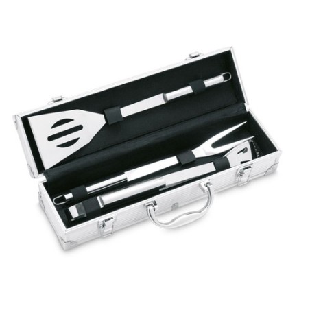 Coffret barbecue personnalisé 3 pièces idéal cadeau ASADOR Matières : acier inoxydable Couleurs : argenté