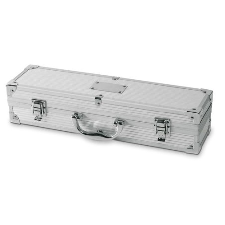 Coffret barbecue personnalisé 3 pièces idéal cadeau ASADOR Matières : acier inoxydable Couleurs : argenté personnalisable avec v