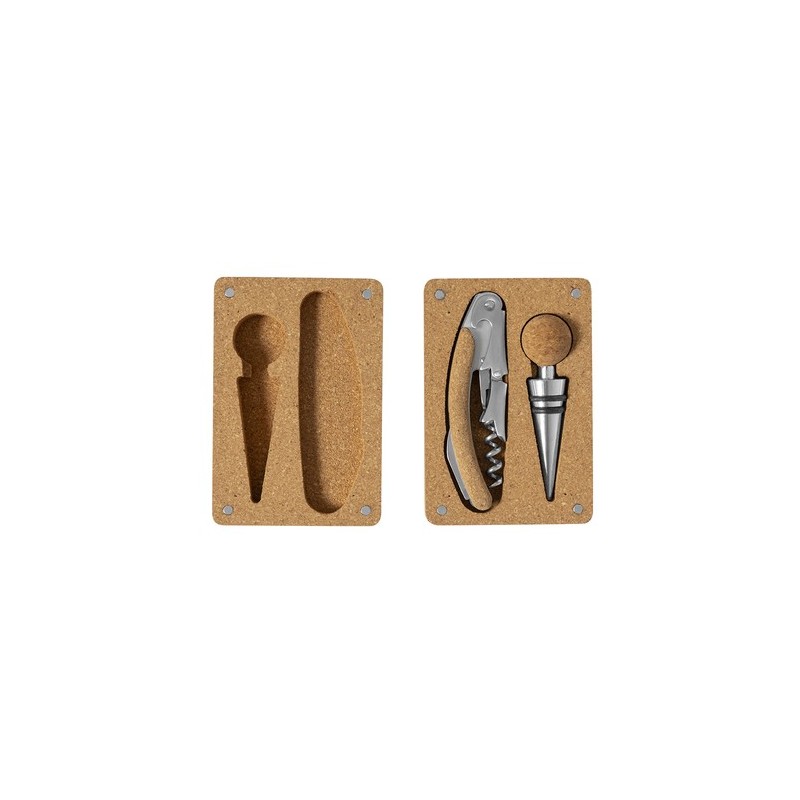 Set de Vin Éco-responsable avec Accessoires de Sommelier Maquin Matières : liège personnalisable avec votre logo