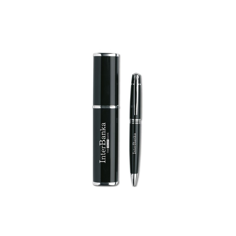 Stylo bille métal personnalisé twist - Cadeau d'entreprise OREGON Matières : aluminium Couleurs : noir personnalisable avec votr