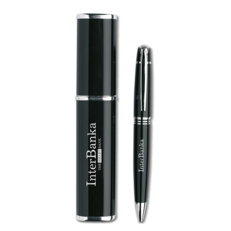 Stylo bille métal personnalisé twist - Cadeau d'entreprise OREGON Matières : aluminium Couleurs : noir personnalisable avec votr