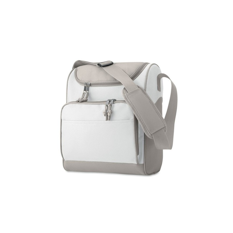 Sac isotherme personnalisé avec poche Zipper idéal pour vos sorties Matières : PET Couleurs : blanc personnalisable avec votre l