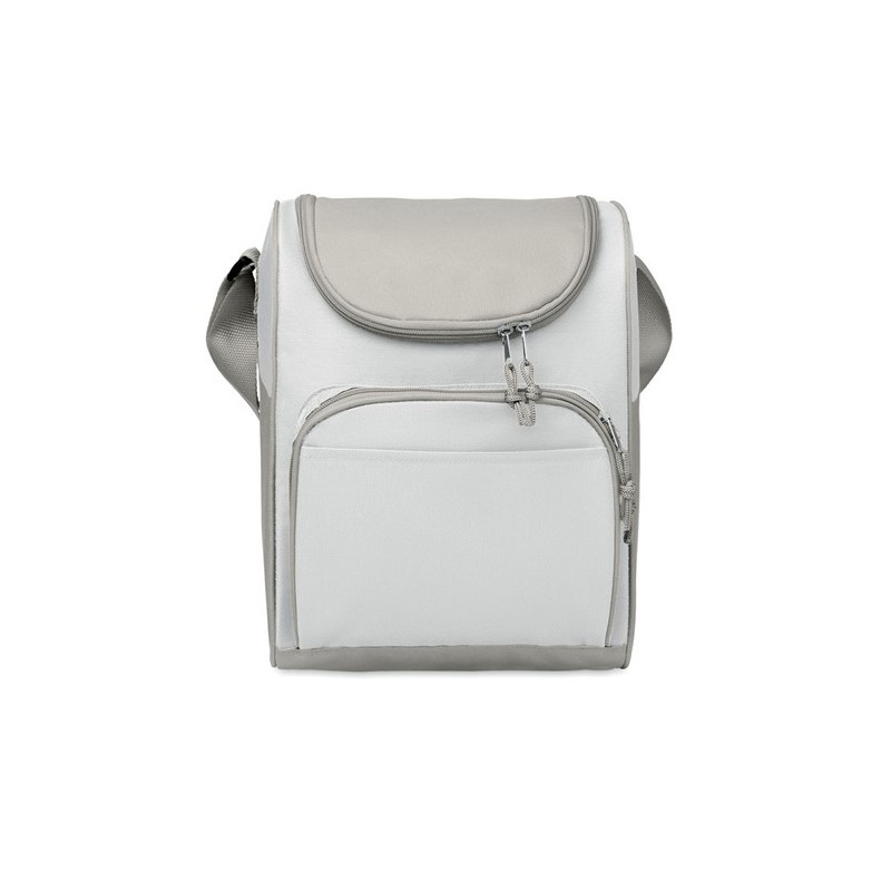 Sac isotherme personnalisé avec poche Zipper idéal pour vos sorties Matières : PET Couleurs : blanc goodies publicitaire événeme