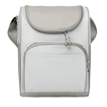 Sac isotherme personnalisé avec poche Zipper idéal pour vos sorties Matières : PET Couleurs : blanc goodies publicitaire événeme