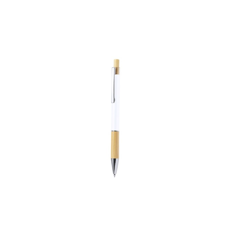 Stylo Éco-responsable Cadeau en Bamboo et Aluminium Weler Matières : bambou Couleurs : blanc impression haute définition