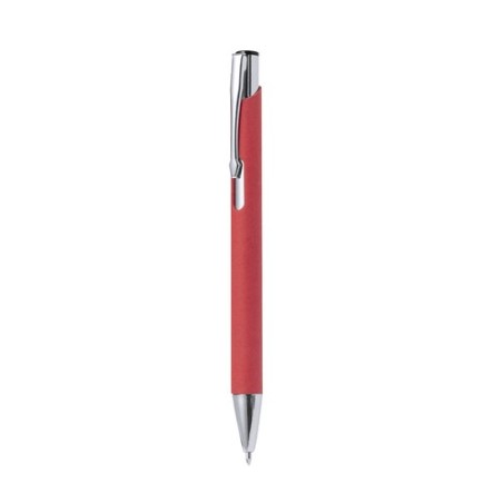 Stylo Bille Éco-responsable Personnalisé - Uzor Matières : papier recyclé Couleurs : rouge