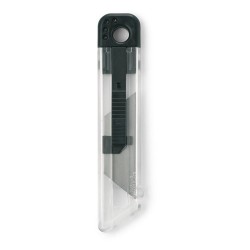 Cutter plastique personnalisé pas cher idéal pour vos bureaux - HIGHCUT Matières : polystyrène (PS) Couleurs : noir cadeau entre