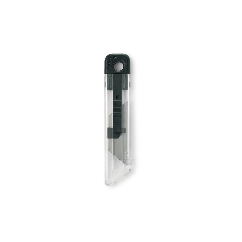 Cutter plastique personnalisé pas cher idéal pour vos bureaux - HIGHCUT Matières : polystyrène (PS) Couleurs : noir cadeau entre