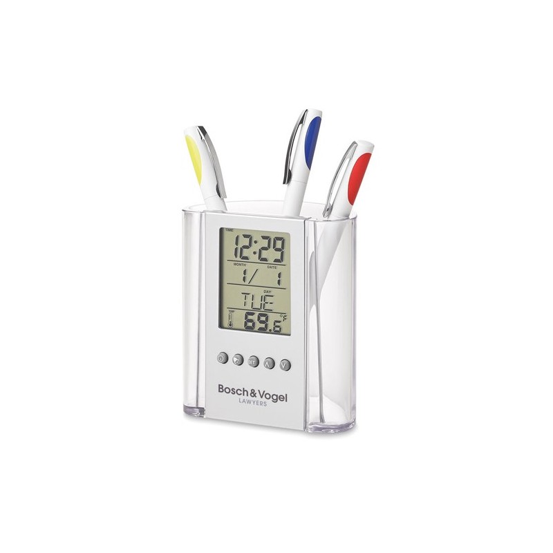 Porte Stylo Multi-Fonctions Personnalisé PROGIDY Matières : polystyrène (PS) Couleurs : transparent personnalisable avec votre l