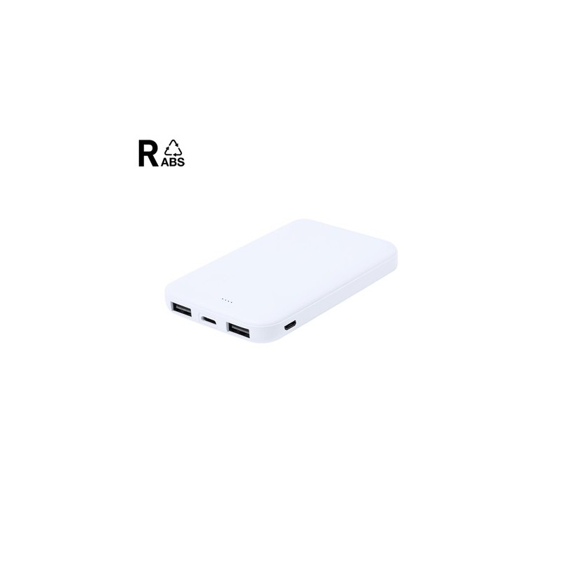 Power Bank Externe Personnalisée Nawey RCS Matières : ABS recyclé Couleurs : blanc personnalisable avec votre logo