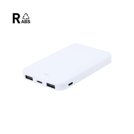 Power Bank Externe Personnalisée Nawey RCS Matières : ABS recyclé Couleurs : blanc personnalisable avec votre logo
