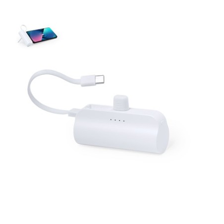 Power Bank Éco-responsable 5000 mAh Personnalisée Pas Cher Laford Couleurs : blanc personnalisable avec votre logo