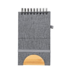 Cahier Éco-responsable Personnalisé Support Bloc-notes Alyxa Matières : bambou Couleurs : gris
