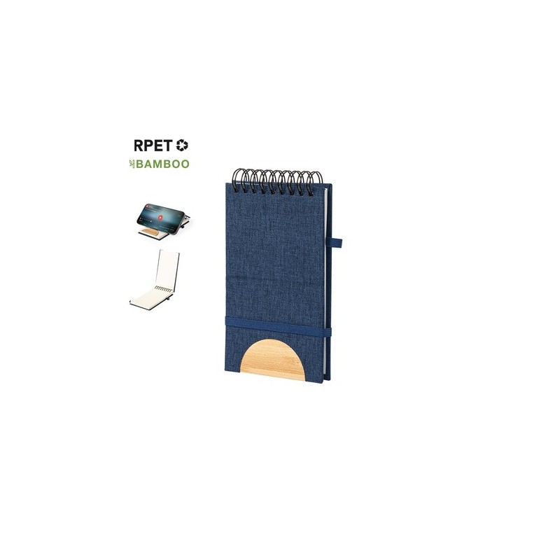 Cahier Éco-responsable Personnalisé Support Bloc-notes Alyxa Matières : bambou Couleurs : bleu marine objet promotionnel éco-res
