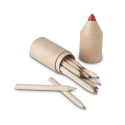 Set de 12 Crayons Personnalisés Éco-responsables COLORET Matières : bois Couleurs : bois cadeau entreprise pas cher