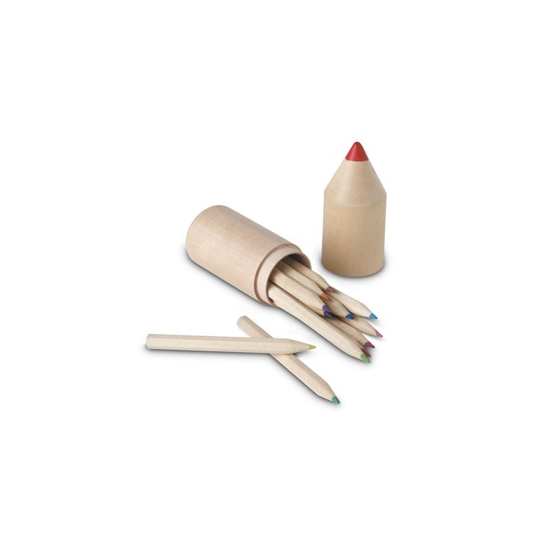 Set de 12 Crayons Personnalisés Éco-responsables COLORET Matières : bois Couleurs : bois cadeau entreprise pas cher